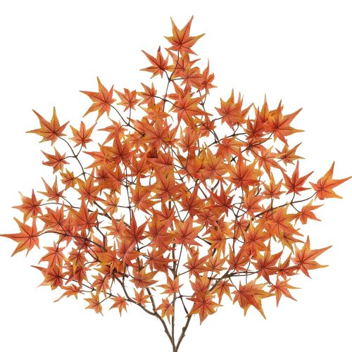 3 Pcs Artificial Maple Leaves Branches 23.6 Inch Fake Fall Maple Plants Autumn Leaf Bushes Faux Silk Foliage for Home Thanksgiving Centerpiece Farmhouse Fireplace Halloween Décor - Orange