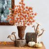 CT0816ZRA1417GT_4 3 Pcs Artificial Maple Leaves Branches 23.6 Inch Fake Fall Maple Plants Autumn Leaf Bushes Faux Silk Foliage for Home Thanksgiving Centerpiece Farmhouse Fireplace Halloween Décor - Orange