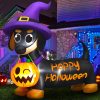 CT0821ZRA1321GT_1 Danxilu Halloween Inflatables Outdoor Decorations 5 FT Dachshund Wiener Dog | Built-in LED Lights, Cute Puppy with Witch Hat & Pumpkin Bucket Blow Up Halloween Decor for Yard Lawn Garden Porch Holiday