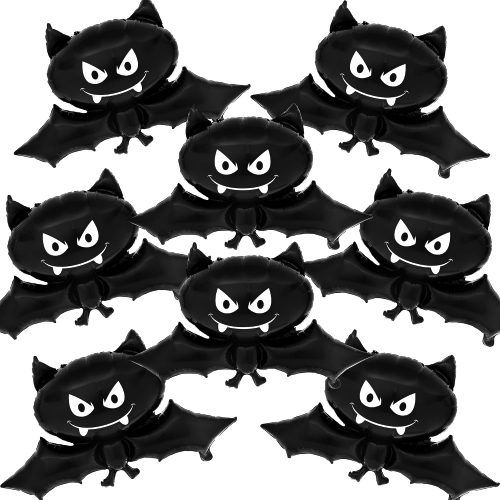 KatchOn Black Bat Balloons 35 Inch, Pack of 8 | Summerween Bat Balloon for Summerween Party Decorations, Halloween Bat Foil Balloon For Spooky Summer Decorations