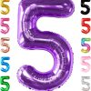 KatchOn Giant Purple Number 5 Balloon - 40 Inch | Mylar Purple Number 5 | Purple Mylar Balloons Number 5 | Purple Five Balloons, Mermaid Birthday Decorations | Purple 5 Balloon For Happy Anniversary