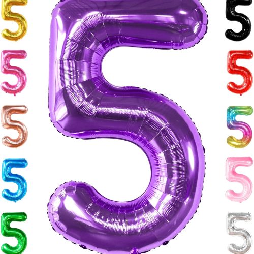 KatchOn Giant Purple Number 5 Balloon - 40 Inch | Mylar Purple Number 5 | Purple Mylar Balloons Number 5 | Purple Five Balloons, Mermaid Birthday Decorations | Purple 5 Balloon For Happy Anniversary