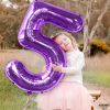 KatchOn Giant Purple Number 5 Balloon - 40 Inch | Mylar Purple Number 5 | Purple Mylar Balloons Number 5 | Purple Five Balloons, Mermaid Birthday Decorations | Purple 5 Balloon For Happy Anniversary
