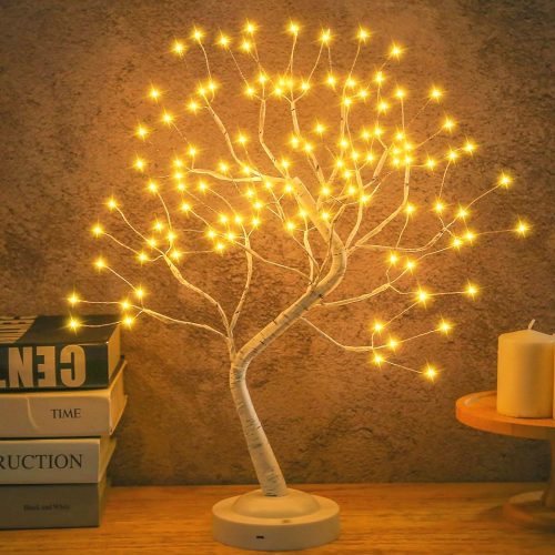 108 LED Birch Tree Light Tabletop Bonsai Fairy Tree Lamp, 8 Lighting Modes & Timer & Battery/USB Operated, Party Wedding Holiday Festival Christmas Decoration, Warm White