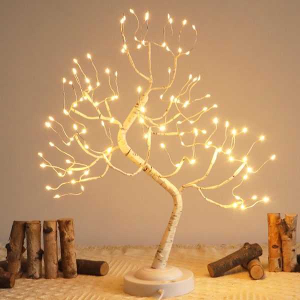 108 LED Birch Tree Light Tabletop Bonsai Fairy Tree Lamp, 8 Lighting Modes & Timer & Battery/USB Operated, Party Wedding Holiday Festival Christmas Decoration, Warm White