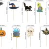 Gyufise 36Pcs Halloween Cupcake Toppers Halloween Pumpkin Cat Bat Ghost Cake Decorations for Theme Babyshower Kids Birthday Party Supplies