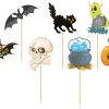 Gyufise 36Pcs Halloween Cupcake Toppers Halloween Pumpkin Cat Bat Ghost Cake Decorations for Theme Babyshower Kids Birthday Party Supplies