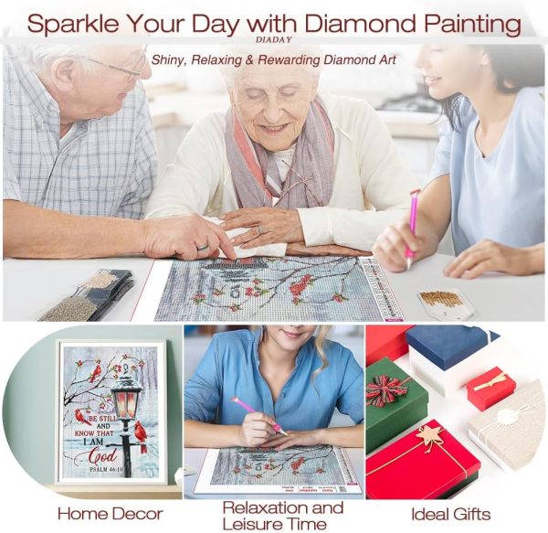 DIADAY Winter Cardinal Diamond Painting Kit with Inspirational Bible Verse, Diamond Art Kits for Adults, Full Drill Diamond Art, 5D DIY Craft Home Wall Decor Gift 12 x 12 Inches