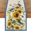 Artoid Mode Buffalo Plaid Bird Butterfly Sunflower Spring Table Runner, Seasonal Summer Kitchen Dining Table Decoration for Home Party Decor 13x72 Inch