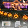 Runleo Halloween Decorations Pumpkin String Lights Battery Operated | 10 ft 20 LED, 3D Cute Waterproof Orange Jack-O-Lantern, Steady/Flickering, Twinkle Light for Indoor Outdoor Porch Party Decor