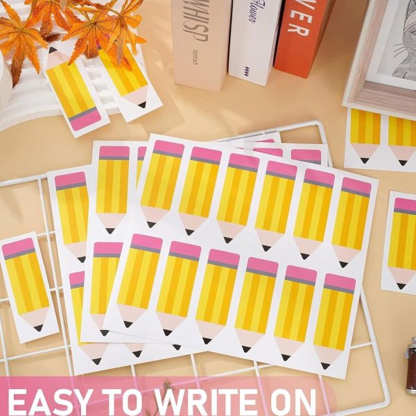 120PCS Pencil Name Tags - Waterproof Self-Adhesive Classroom Labels for Students & Teachers, Back to School Name Stickers for Desks, Notebooks, Books & Bulletin Boards, First Day of School Supplies