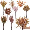 70PCS 8 Kinds Artificial Greenery Stems Box Set for Fall(Brown & Orange) | Realistic Faux Plants and Fake Flowers,for Autumn DIY Bouquet Table Centerpieces and Floral Arrangement Decor