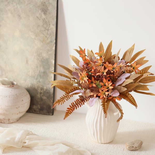 70PCS 8 Kinds Artificial Greenery Stems Box Set for Fall(Brown & Orange) | Realistic Faux Plants and Fake Flowers,for Autumn DIY Bouquet Table Centerpieces and Floral Arrangement Decor