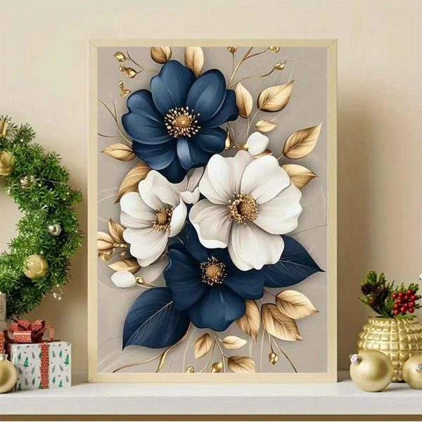 Flowers Diamond Art Kits for Adults-DIY 5D Diamond Painting Kits for Adults Beginners, Floral Full Round Drill Diamond Dots Paintings Gem Art and Crafts Home Decor 12 x 16 Inch