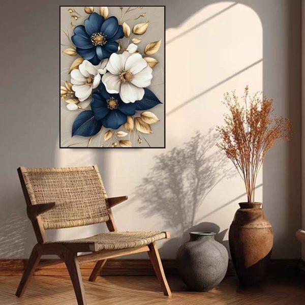 Flowers Diamond Art Kits for Adults-DIY 5D Diamond Painting Kits for Adults Beginners, Floral Full Round Drill Diamond Dots Paintings Gem Art and Crafts Home Decor 12 x 16 Inch