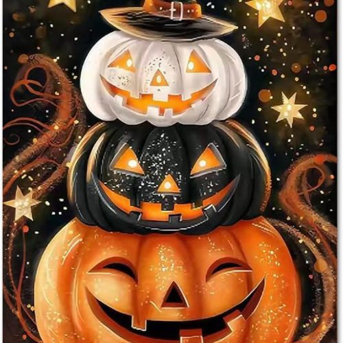WEMEON Square Drill Diamond Painting Halloween- 5D Full Square Diamond Art Kits for Adults with Tools, Stunning No-Gap Design, Easy to Apply and Frame, Home Wall Decor, Gift Idea(12X16 Inch)