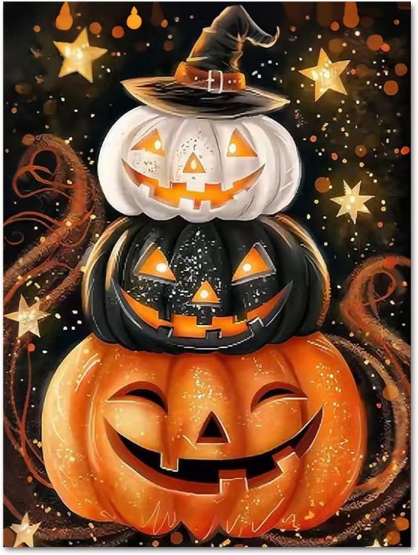 CT2547CT_1 WEMEON Square Drill Diamond Painting Halloween- 5D Full Square Diamond Art Kits for Adults with Tools, Stunning No-Gap Design, Easy to Apply and Frame, Home Wall Decor, Gift Idea(12X16 Inch)