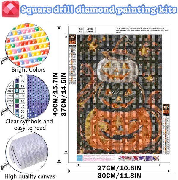 CT2547CT_4 WEMEON Square Drill Diamond Painting Halloween- 5D Full Square Diamond Art Kits for Adults with Tools, Stunning No-Gap Design, Easy to Apply and Frame, Home Wall Decor, Gift Idea(12X16 Inch)