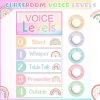 Glooglitter 5 Pcs Voice Levels Push Light Back To School Supplies,12 | Noise Monitor Poster for Elementary Teachers, Tap Lights with 5-level Chart Silent to Outside, Purple Pink Rainbow