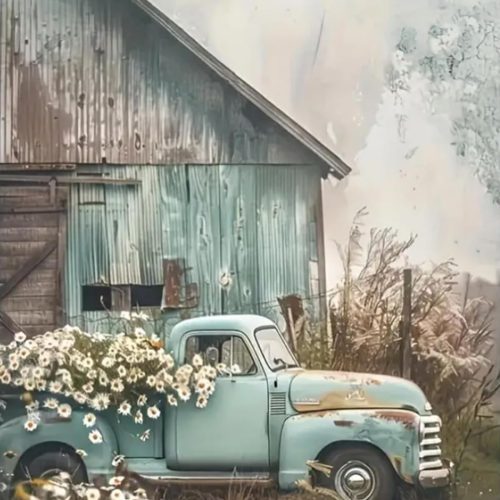 Truck and Barn Paint by Numbers Kit for Adults Framed Canvas, Frameworkless | Easy Adult Paint by Number Kits on Canvas DIY Vintage Truck Barn Painting for Beginners Art by Numbers for Home Wall Decor