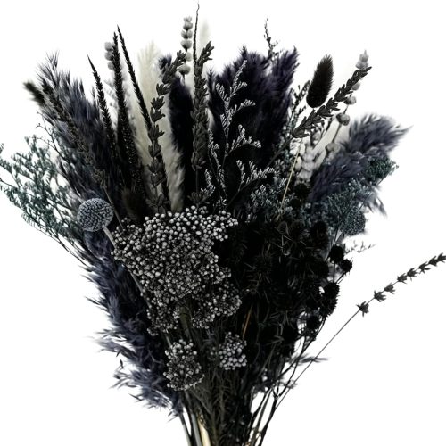 Natural Dried Pampas Grass Bouquet, 17" Black and Dark Grey Dried Flower Bouquet, Mixed with Thistle, Bohemian Style Home Dried Flower Decoration, DIY Assembly