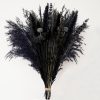 Natural Dried Pampas Grass Bouquet, 17" Black and Dark Grey Dried Flower Bouquet, Mixed with Thistle, Bohemian Style Home Dried Flower Decoration, DIY Assembly