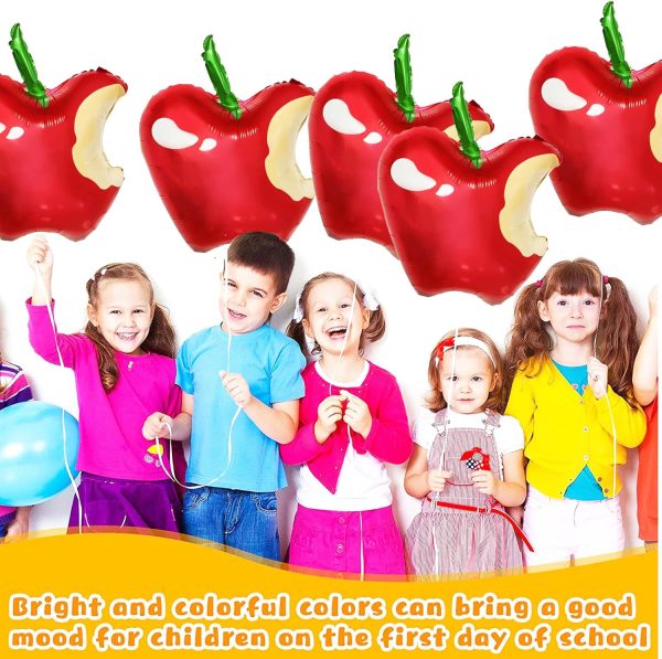 8 Pcs Red Apple Foil Balloons for Back to School | First Birthday | Apple Theme Classroom Decoration | Fruit Party | Christmas/Snow White Party Supplies