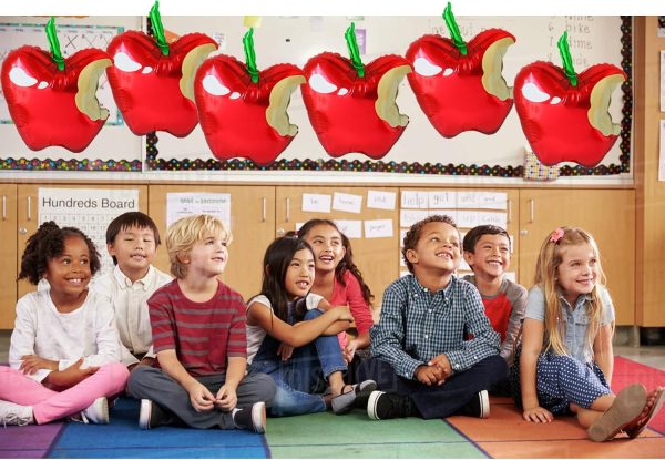 8 Pcs Red Apple Foil Balloons for Back to School | First Birthday | Apple Theme Classroom Decoration | Fruit Party | Christmas/Snow White Party Supplies