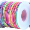 1.0mm Elastic Bracelet String for Pony Beads, 3 Rolls, 150 Yards | Fabric-Covered Stretch Cord, Flexible and Easy to Knot for Kandi Bracelets, Necklaces, Beading, DIY Jewelry Making and Crafts