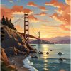 CT51358CT_1 Natuyalo Paint by Numbers for Adults Beginner, Golden Gate Bridge Acrylic Easy Paint by Numbers Kits San Francisco Landscape Craft Kits for Adults Suitable for Wall Decoration Flameless 16x20 Inch