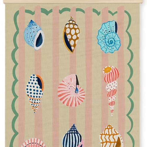 JINYO Seashell Wall Decor, Colorful Seashell Coastal Beach Wall Art Poster, Ocean Room Decor, Preppy Beach Room Decor Canvas Prints Wall Decor for Home Office, 12x16 Inches