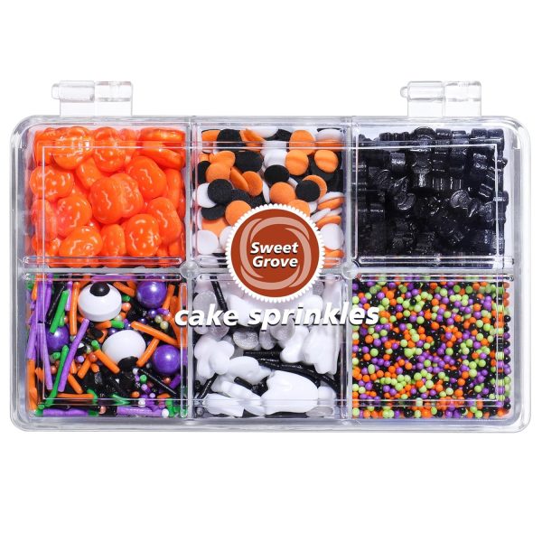 Halloween Sprinkles, 6.53 oz Black Orange Sprinkles for Cake Decorating | Edible Sanding Sugar, Candy Eyes, Confetti, Nonpareils, Ghost Mix, For Baking, Cupcake Topper, Cookie, Ice Cream Toppings