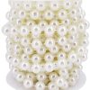 CT8AS27CT_1 INSPIRELLE 10MM Ivory Crafts Faux Pearl Beads Garland Roll Strand 6M | for Wedding Party Christmas Tree Decoration