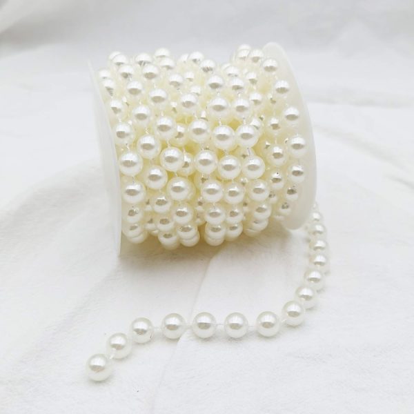CT8AS27CT_2 INSPIRELLE 10MM Ivory Crafts Faux Pearl Beads Garland Roll Strand 6M | for Wedding Party Christmas Tree Decoration
