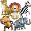 Large Animals Foil Balloons for Jungle Safari Birthday Party Decorations | Big Lion Zebra Elephant Monkey Leopard Balloons for Kids Boys Young Wild One Two Three Zoo Baby Shower Party Decor Supplies