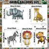 Large Animals Foil Balloons for Jungle Safari Birthday Party Decorations | Big Lion Zebra Elephant Monkey Leopard Balloons for Kids Boys Young Wild One Two Three Zoo Baby Shower Party Decor Supplies