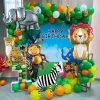 Large Animals Foil Balloons for Jungle Safari Birthday Party Decorations | Big Lion Zebra Elephant Monkey Leopard Balloons for Kids Boys Young Wild One Two Three Zoo Baby Shower Party Decor Supplies