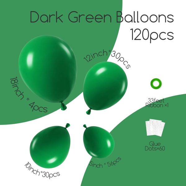 Awenztech 122pcs Dark Green Latex Balloons in 18 12 10 5 inches | Tropical, Birthday Party Decorations