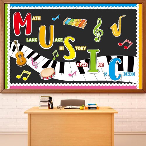 Music Themed Bulletin Board Decorations Musical Notes Classroom Bulletin Board Colorful Music Paper Cutouts for Kids Students Classroom School Chalkboard Nursery Wall Back to School Supplies