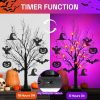 [Timer] 2 Pack 24 Inch Halloween Decorations Indoor, Black Halloween Tree with 24 LED Orange Purple Lights & 16 Pumpkin Bat Ghost Witch Hat, USB/Battery Operated Table Decorations Home Party