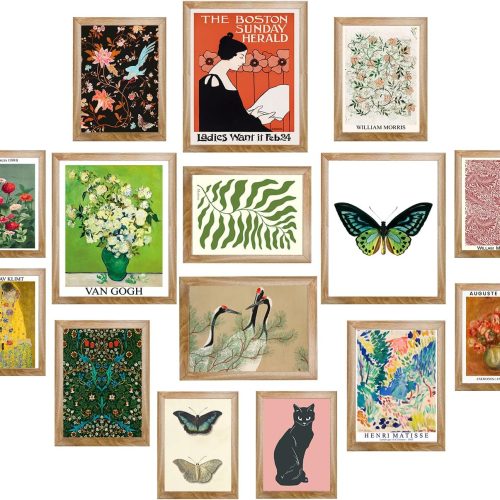 MAZUKO 15 Pcs Unframed Eclectic Wall Art Decor - Vintage Boho Gallery Set | 15 flat-shipped unframed prints (8x10, 5x7, 4x6). Matte finish. Vibrant boho & vintage botanical posters for colorful walls