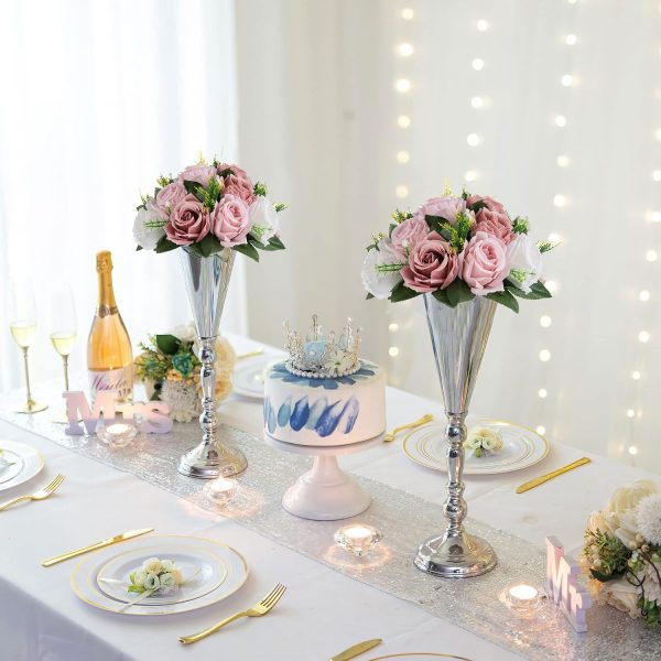 CTBD25CT_3 Sziqiqi Artificial Flower Centrepieces, Kissing Ball, Dusty Pink, 2Pcs | 10in Rose Silk Floral, Fake Flower for Wedding Table Arrangement, For Ceremony, Party Decor, Birthday Decoration