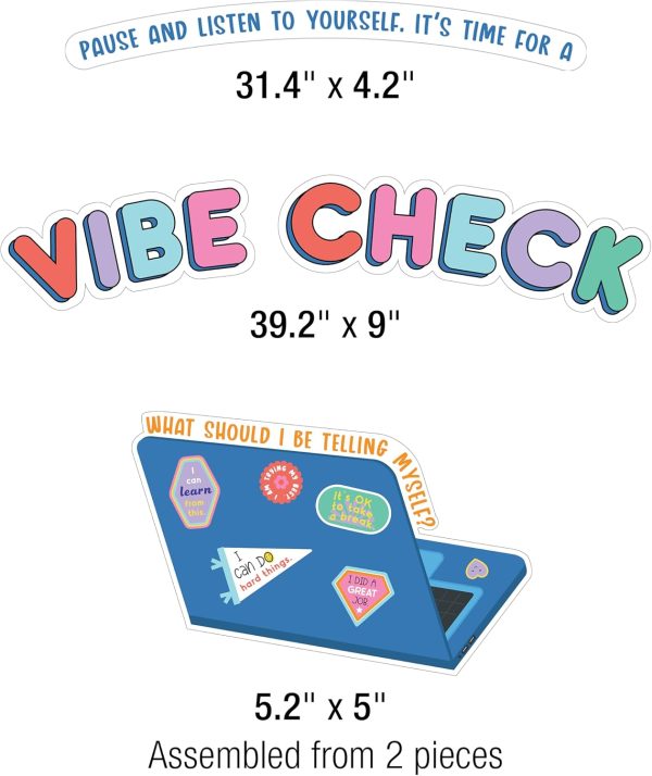 Carson Dellosa We Stick Together 51-Piece Vibe Check Bulletin Board Set | Colorful Laptop, Water Bottle, Notebook, and Sticker Accents for Bulletin Board, White Board, and Colorful Classroom Décor