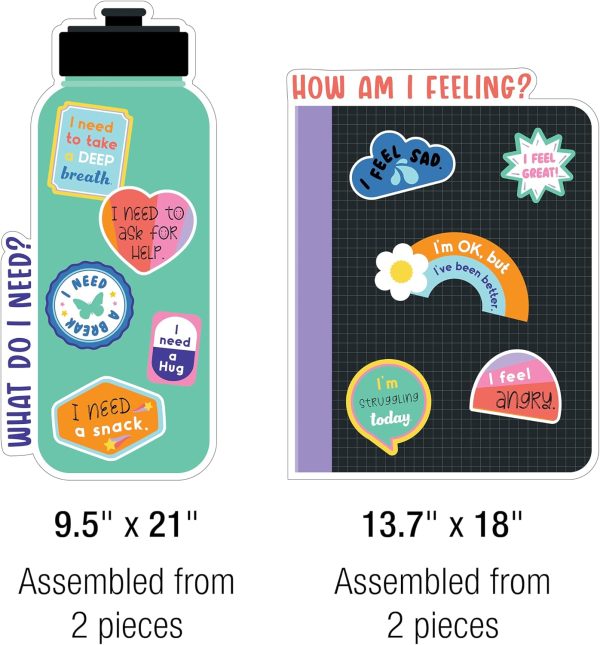 Carson Dellosa We Stick Together 51-Piece Vibe Check Bulletin Board Set | Colorful Laptop, Water Bottle, Notebook, and Sticker Accents for Bulletin Board, White Board, and Colorful Classroom Décor