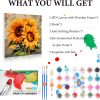 CTBN104CT_4 Fountor Framed Paint by Numbers Kit for Adults Beginner & Kids Ages 8-12, Sunflower Paint by Number with Frame, Easy Acrylic Watercolor Sunflower Painting by Numbers Kit on Canvas 10x10 inch