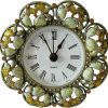 Silent Mini Vintage Analog Table Clock with Hand-Painted Metal Body and Battery Operated Non-Ticking Core for Shelf, Bedroom, Bedside, Desk, Gift Clock