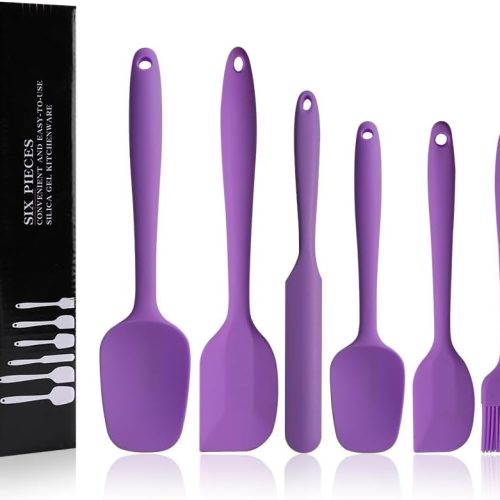 CTD-GR-1059GK_1 Silicone Spatulas Set, Rubber Spoon Spatula Heat Resistant Spoonula One Piece Design Seamless Spatula Non-Stick Scrapers Baking Mixing Tool (Purple)