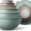 COOK WITH COLOR Mixing Bowls with Lids - 12 Piece Plastic Nesting Bowls Set includes 6 Prep Bowls and 6 Lids, Microwave Safe Mixing Bowl Set, Mint Embossed