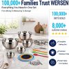 WEPSEN Mixing Bowls with Lid Set, 25PCS Kitchen Utensils Metal Bowl Stainless Steel Nesting Bowls, Measuring Cups and Spoons, Egg Whisk for Baking Prepping Cooking Serving Supplies