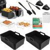 HOMELYLIFE Air Fryer Accessories for Ninja DZ201 DZ401 DZ550 DZ302 8-10QT Dual Basket,10 Pcs Baking Accessories Silicone Liners for Cosori, Chefman, Instant DualZone Air Fryer Baskets